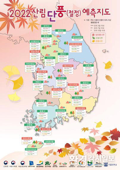 산림청, “2022년 가을 단풍예측지도” 발표