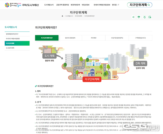 강서구 지구단위계획 누리집